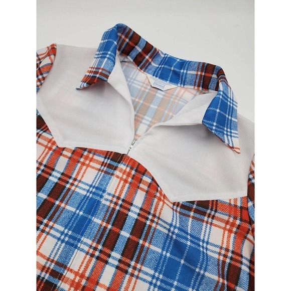 Vintage 70s Sears Retro Plaid Smock Large Pockets CC Zipper Women's Medium - Picture 7 of 12